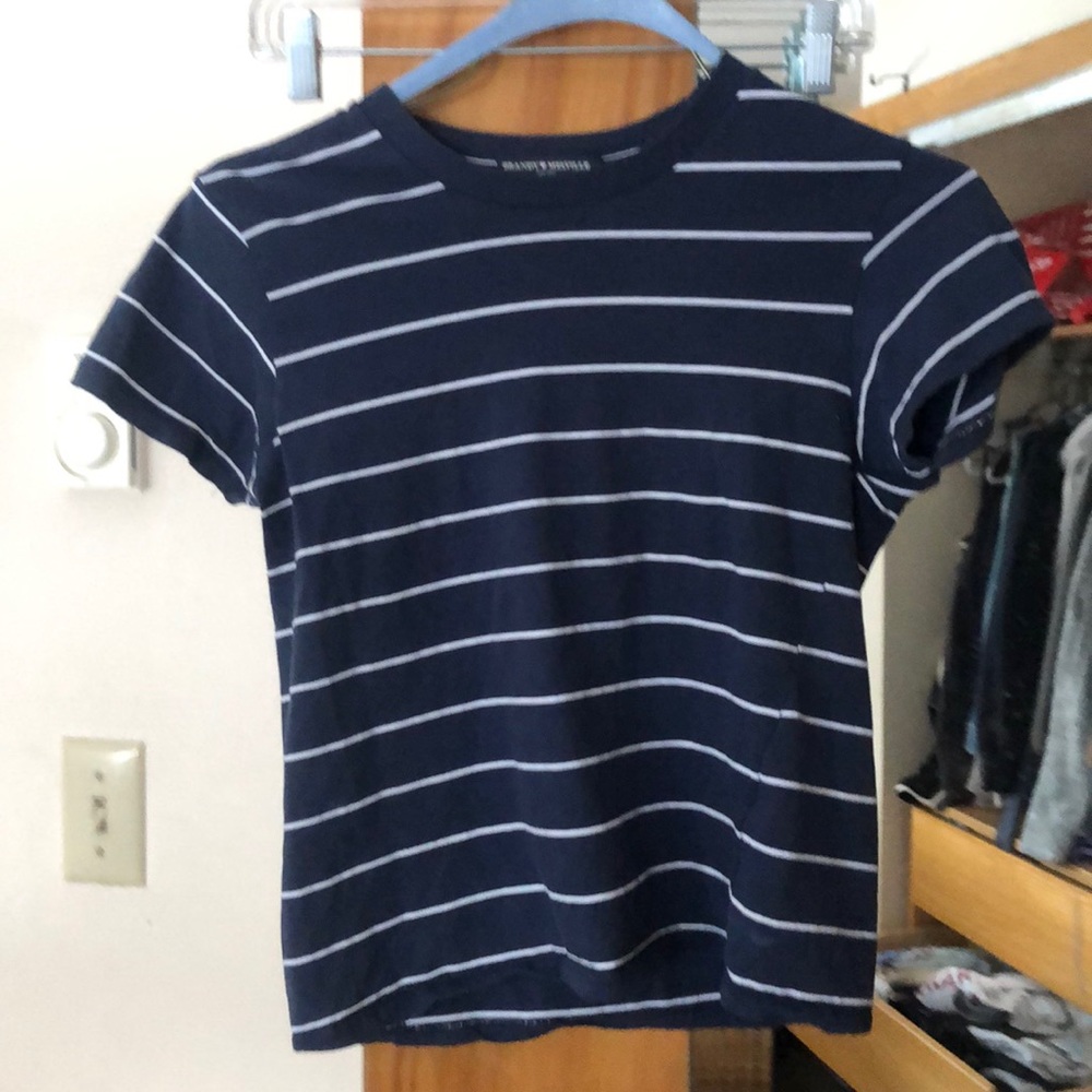 Brandy melville cropped stripped shirt in navy